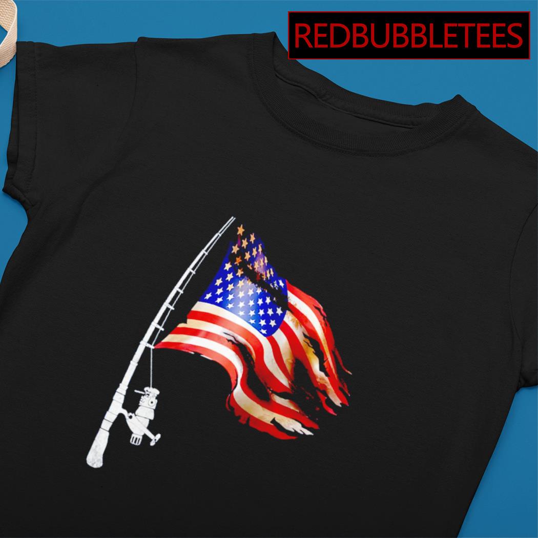 Fishing American Flag Fisherman Patriotic day 4th of July T-Shirt