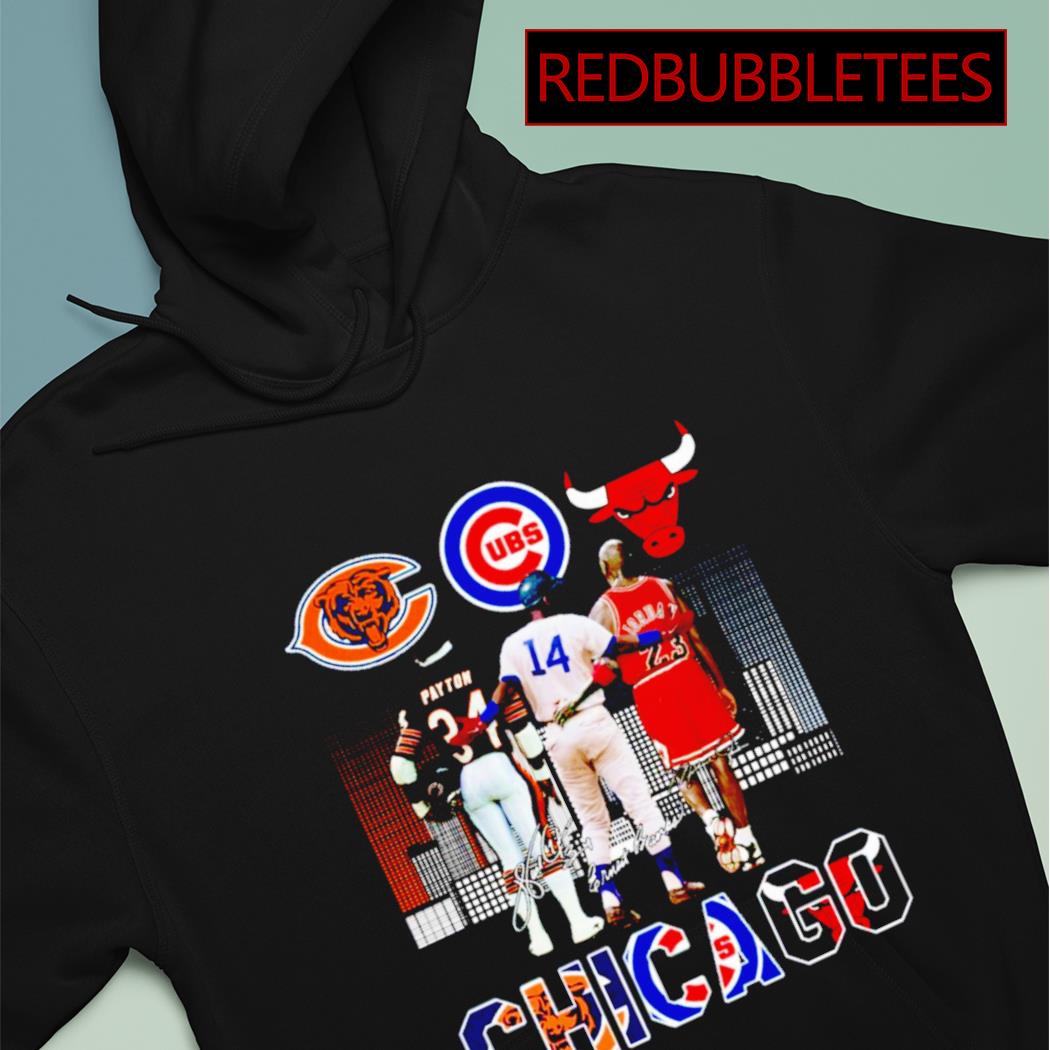 Payton 34 Chicago Bears Ernie Banks 14 Chicago Cubs Michael Jordan 23  Chicago Bulls signature shirt, hoodie, sweater, long sleeve and tank top