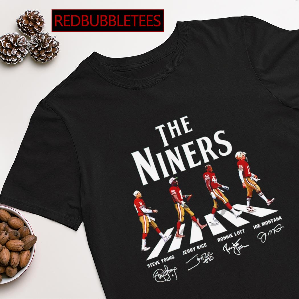 The Niners Steve Young Jerry Rice Ronnie Lott Joe Montana Abbey Road  signatures shirt, hoodie, sweater, long sleeve and tank top