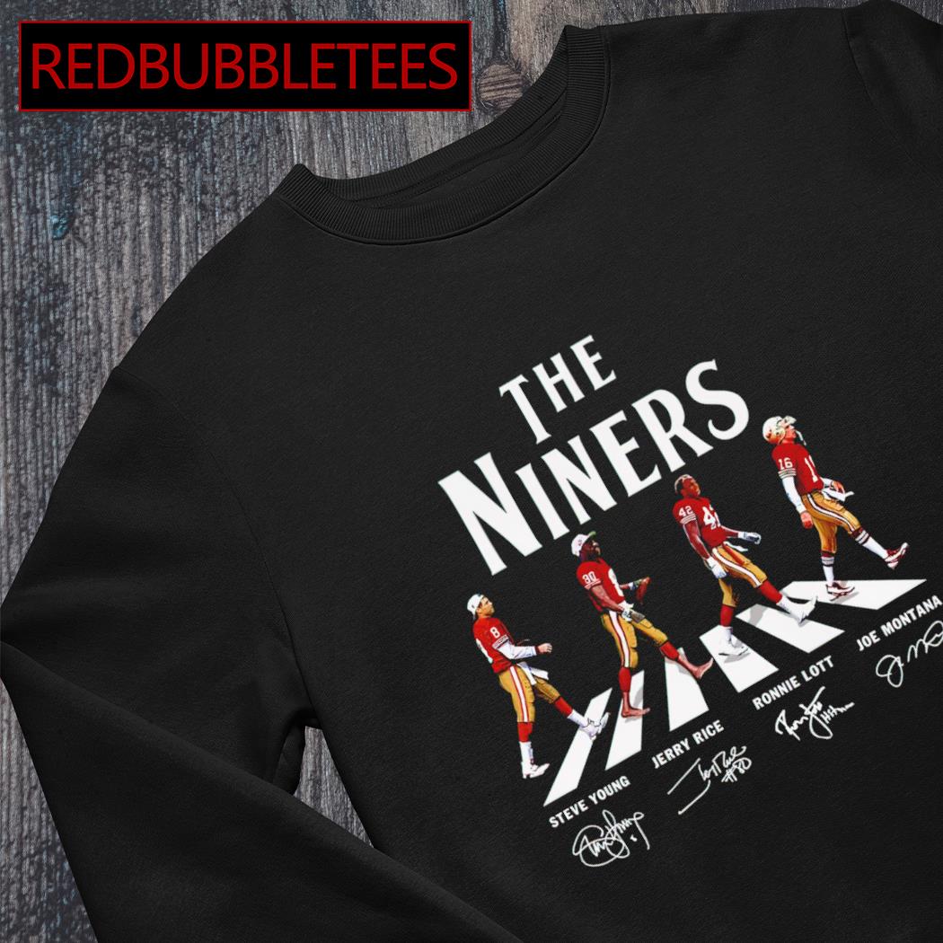 The Niners Steve Young Jerry Rice Ronnie Lott Joe Montana Abbey Road  signatures shirt, hoodie, sweater, long sleeve and tank top