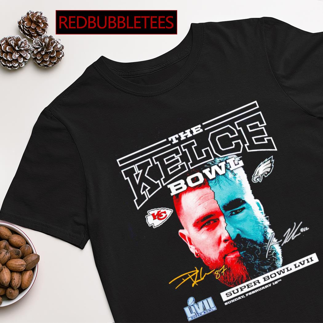 Face Travis Kelce and Jason Kelce the Kelce Bowl Super Bowl LVII shirt