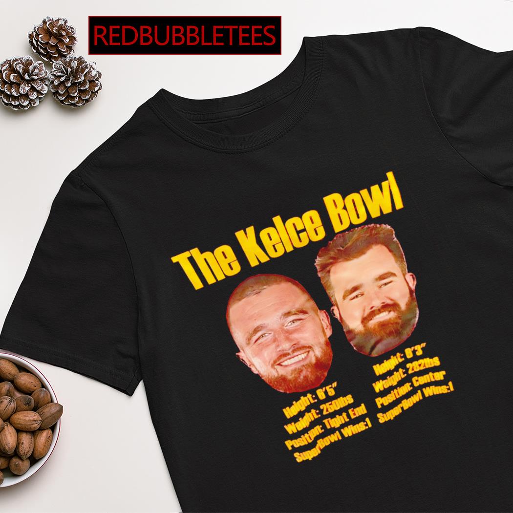 The Kelce Bowl head height weight position super bowl shirt