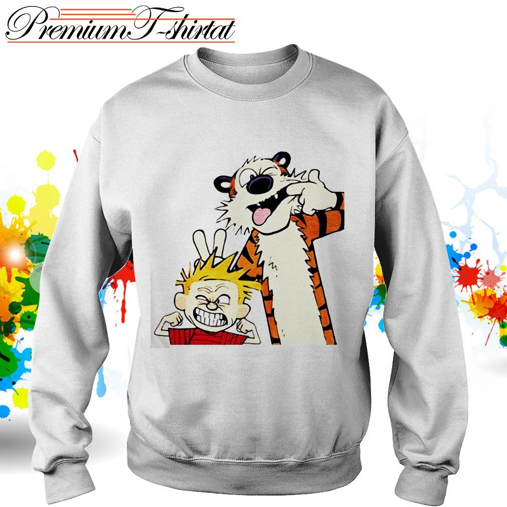 Calvin and Hobbes Gun Fight Hooded Sweater Jacket Pullover Hoodie  Sweatshirt Top