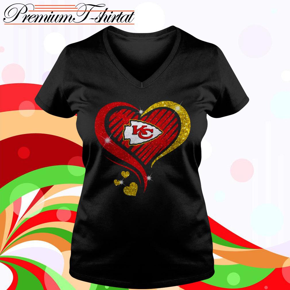 Kansas City Royals Kansas City Chiefs Heart V-Neck T-Shirt in 2023